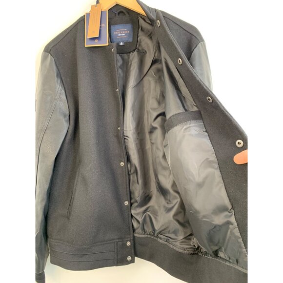 Marc Asher New York Mens Medium Varsity Jacket Black Polyester bomber 8163 - Picture 6 of 8
